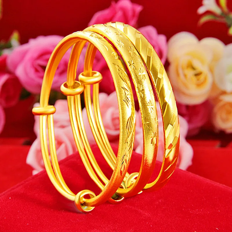 

6mm Pure Gold Texture Meteor Shower Starry Sky Dragon & Phoenix Bracelet For Women 24K Gold AU999 | Pure color