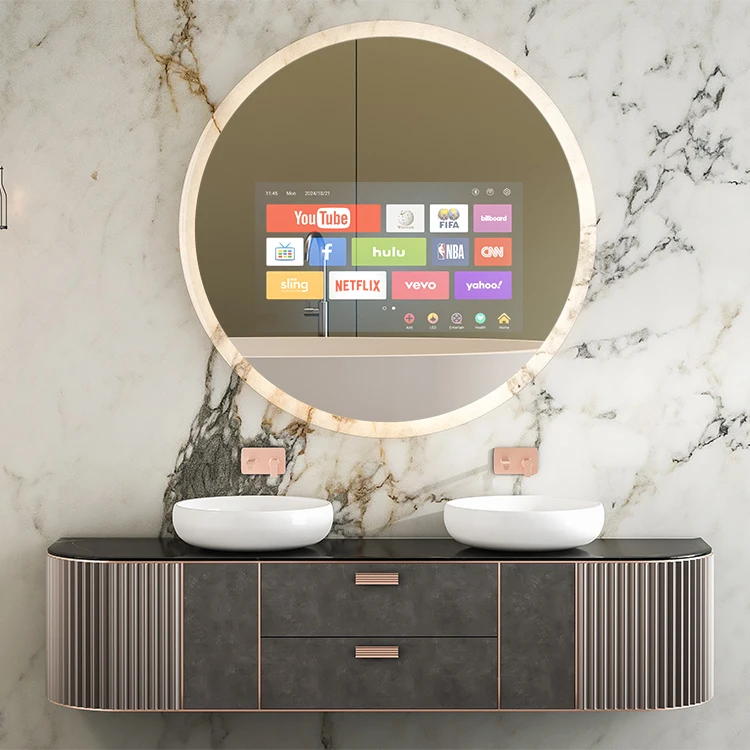 Factory Sale Modern Android Fitness Magic Mirror Smart LED TV Mirror IP65 Rated Touch Switch Full Function For Bathroom Salon