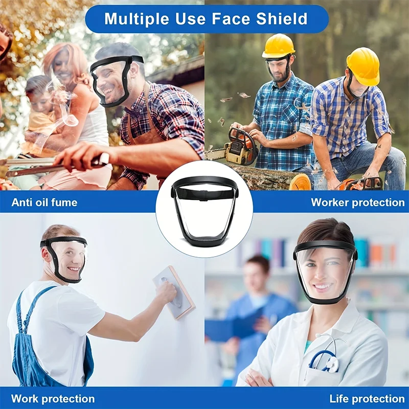1-2-4Pcs Reusable Dust-proof Transparent Work Mask Anti-splash Full-Face Adjustable Buckle Protection Mask Anti-fog Kitchen Tool