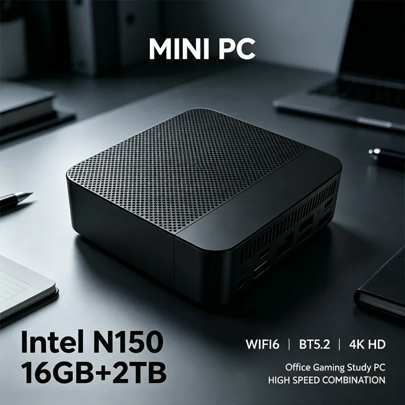 Mini PC Intel Celeron N150 16GB 2TB SSD Dual Band WIFI6 BT5.2 Mini Desktop PC For Video Streaming Movie Light Gaming