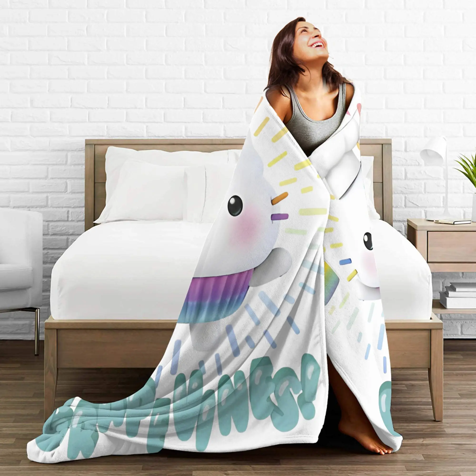 غابي دمية ككي القط العفريت العنب البطانيات الصوف مضحك الدافئة رمي البطانيات لتزيين الغطاء