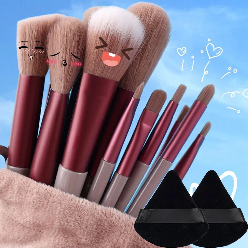 Professional Soft Fluffy Maquiagem Brushes Set, Fundação, Highlighter, Blush, Sombra Escova, Power Puff, Ferramenta de Beleza, 13 Pcs