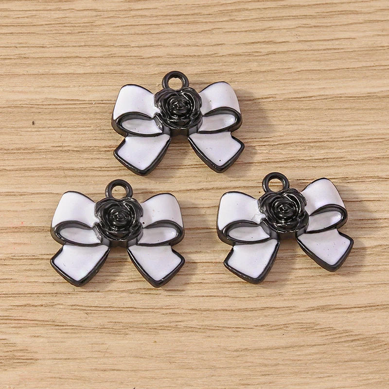 Tusember 10 Stück Emaille-Anhänger, elegante Schleife, Schleife, Charms für Schmuckherstellung, Ohrringe, Halskette, DIY, Armband, Zubehör, Zubehör – Detail 4