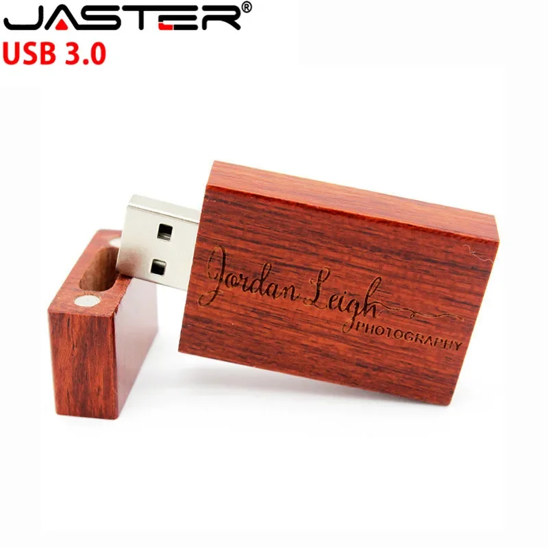 JASTER-USB 3.0 고객 로고 나무 USB 플래시 드라이브, 로즈 우드 펜드라이브 4GB 8GB 16GB 32GB 펜 드라이브 메모리 스틱 결혼 선물