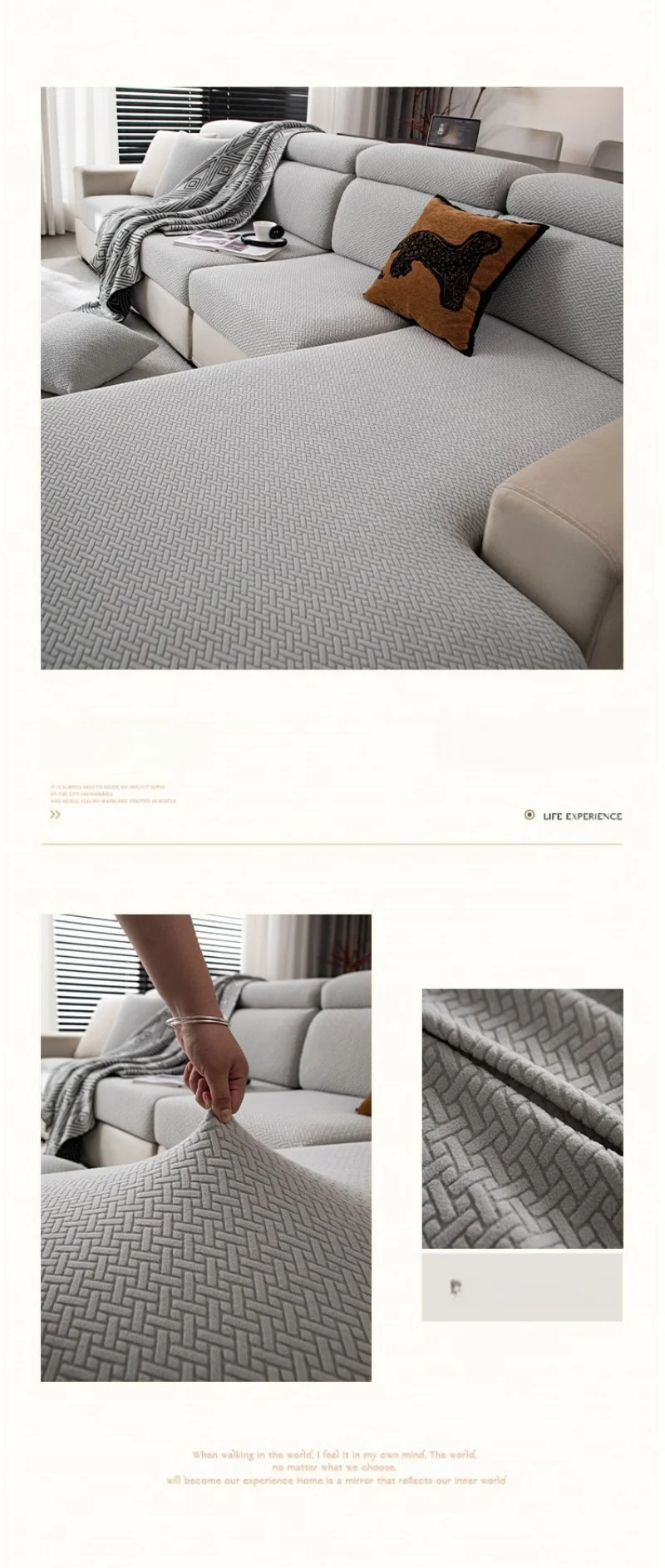 Dehnbarer Polar-Fleece Weicher Sofabezug Elastischer Universeller Sitzbezug für Wohnzimmer 1/2/3/4-Sitzer Möbelschutz – Detail 9