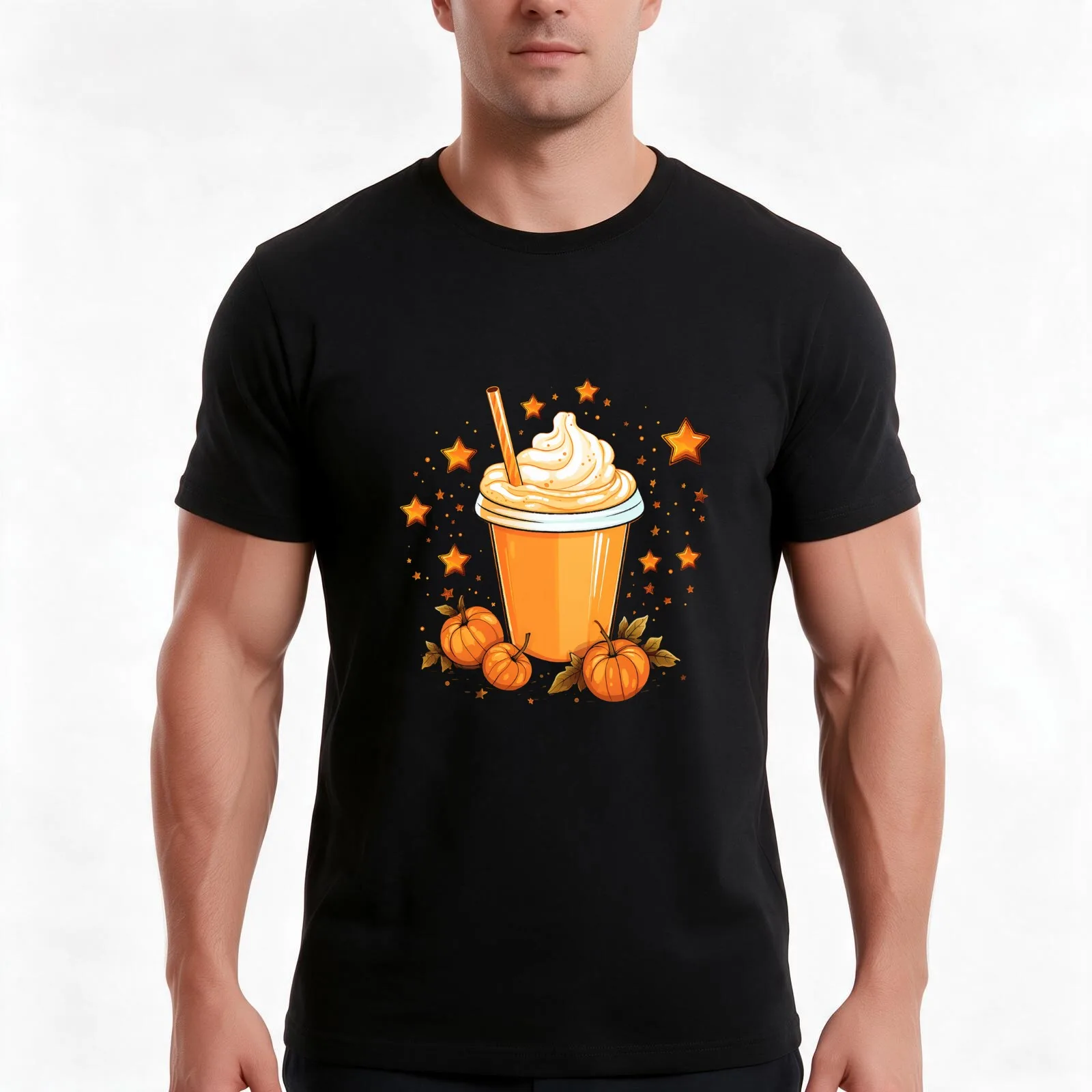 Pumpkin Spice T-Shirt, Summer Casual Cotton Tee, Oversized Streetwear Tops, Vintage Graphic Print, Loose Fit Short Sleeve