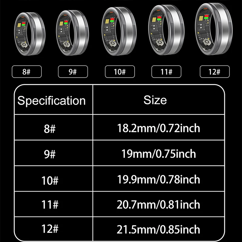 Smart Ring 2024 Mężczyźni Kobiety Wykrywanie zdrowia Tętno Monitor snu Sport Tracker IP68 Wodoodporny Duża bateria R18 Dla mężczyzn Kobiety