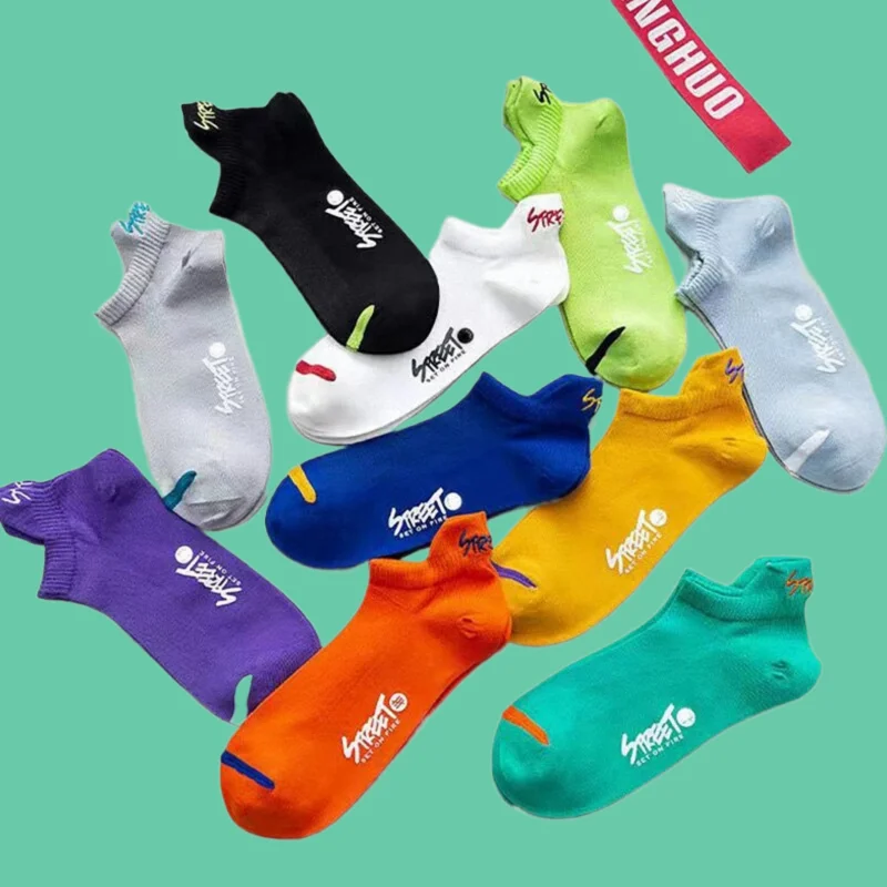 

10 Pairs High Qualityh Men's Sports Socks Breathable Street Fashion Sport Deodorant Running Socks Men Casual Boat Socks