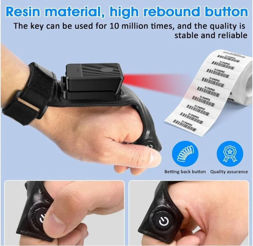 QR Finger Bar Code Reader Wireless Device 2D Bluetooth Barcode Left&Right Hand Glove Wearable Scanner