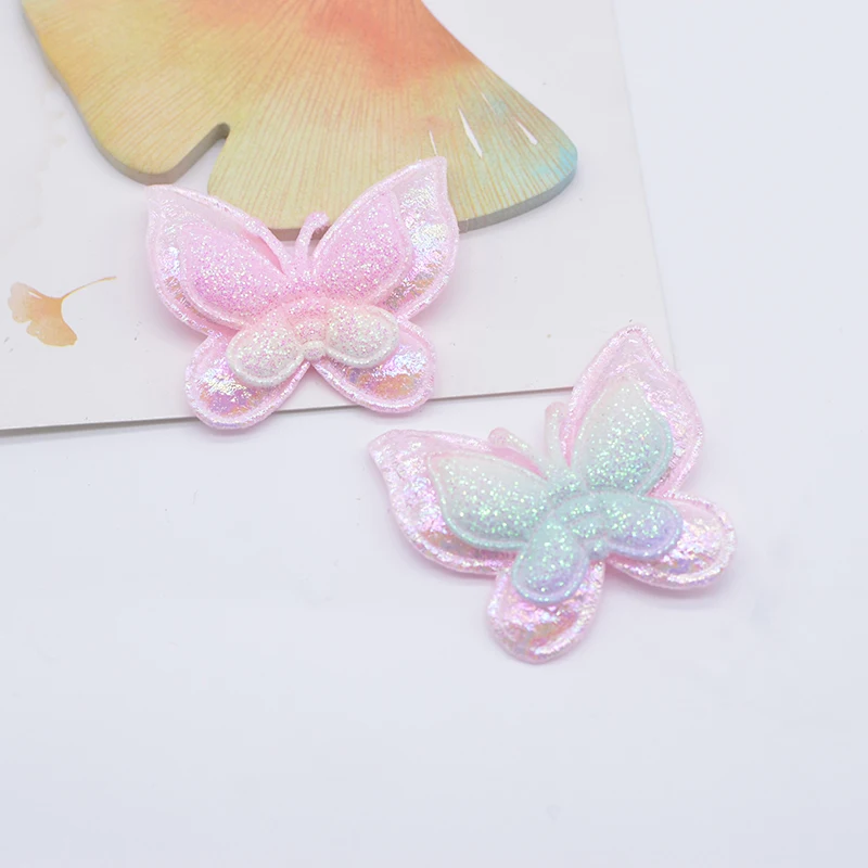 12Pcs 40*35mm Glitter Butterfly Padded Appliques for DIY Clothes Hat Shoes Sewing Patches Headwear Hair Clips Bow Decor