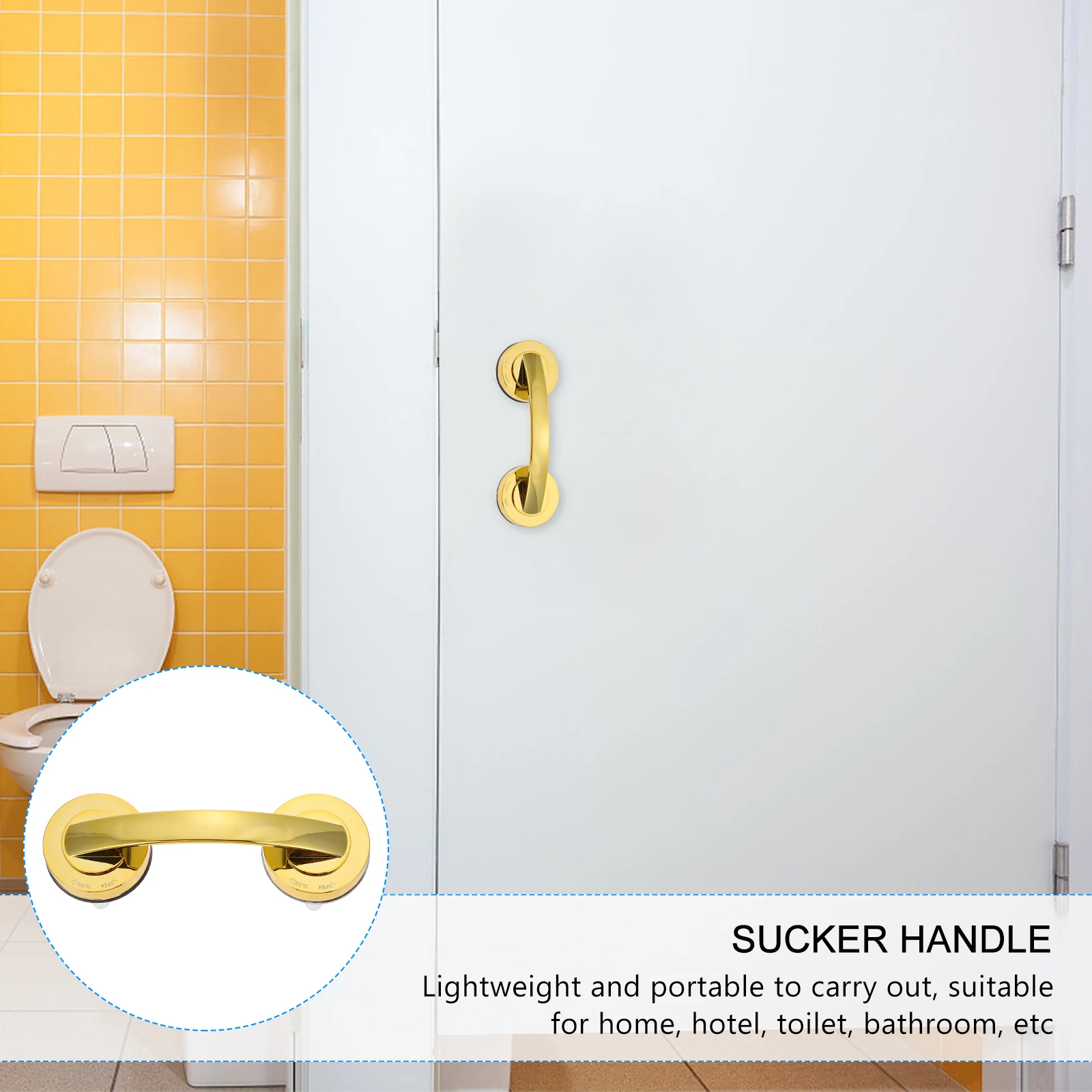 

Suction Grab Bar Bath Safety Shower Handle Non Skid Bathroom Balance Assist Thickened Ergonomic Sturdy Reusable Wall Mount ABS