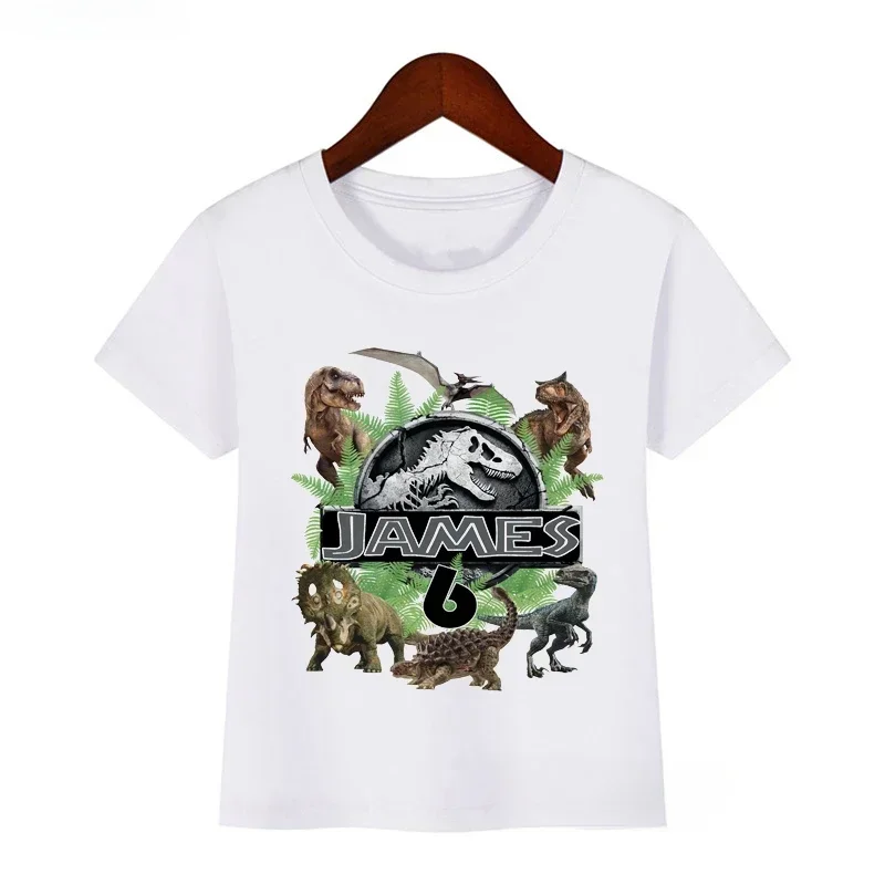 Summer Funny Children T Shirt Jurassic Park Dinosaur Birthday 3-9 Years Boy Girl Clothes Kid Tshirt Fashion Cotton Top Baby Tee