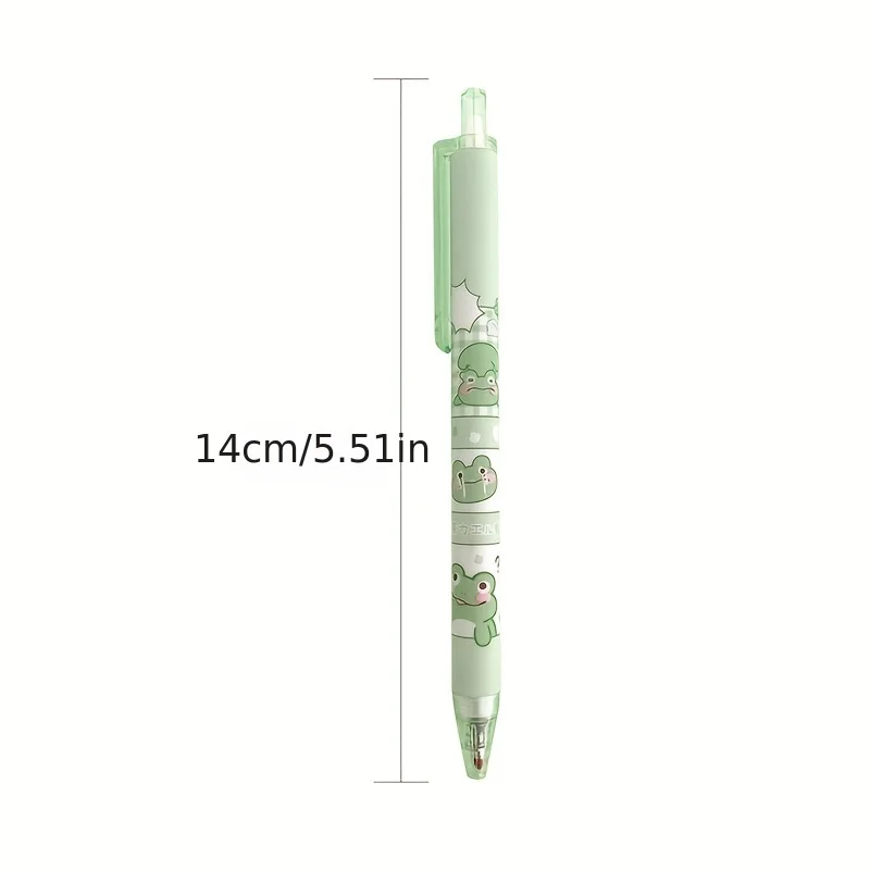 6-Pack Cute Matcha Frog Gel Pens: Smooth Writing, Medium Point, Retractable - Perfect for Students & Office