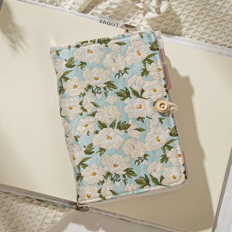 A5 A6 Aesthetic Fabric Cover Loose Leaf Notebook Flower Covers DIY Sketchbook Binding Cover Student Planner Supplies Stationery