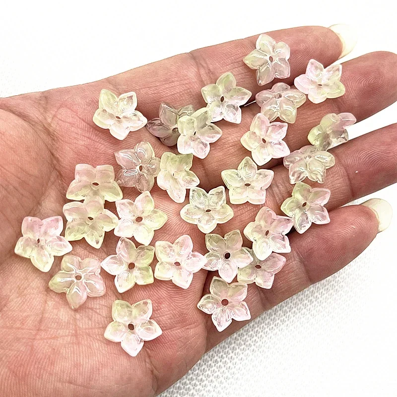 30 Stück 12mm Fünfblättrige Blumen-Lampwork-Perlenkappen Glas-Abstandhalterperlen für Schmuckherstellung DIY-Zubehör Haarnadeln – Detail 6