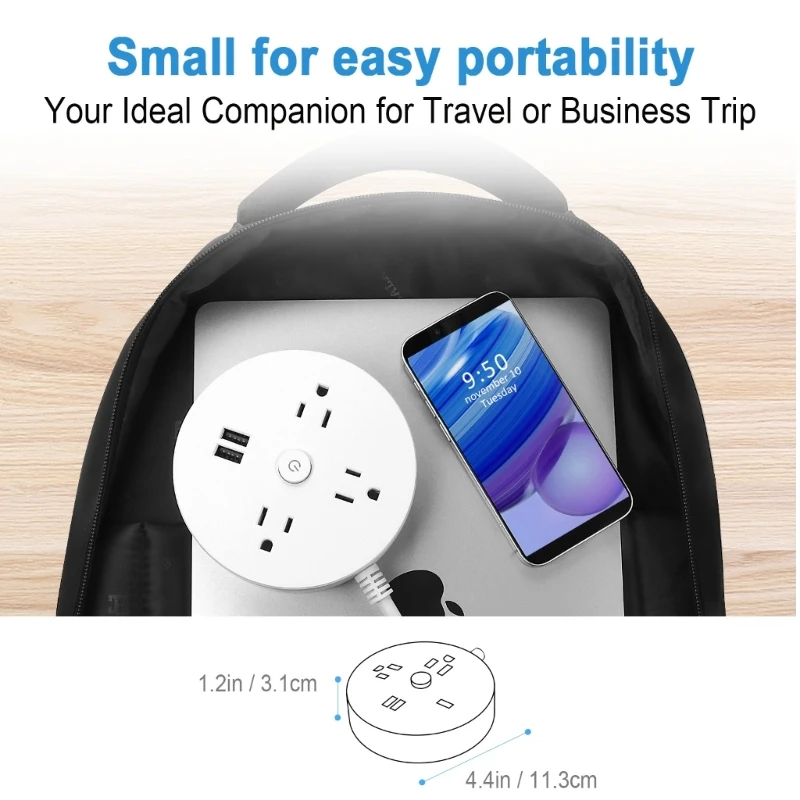Panel alimentación, enchufe pared multifunción, extensor toma pared para viaje negocios