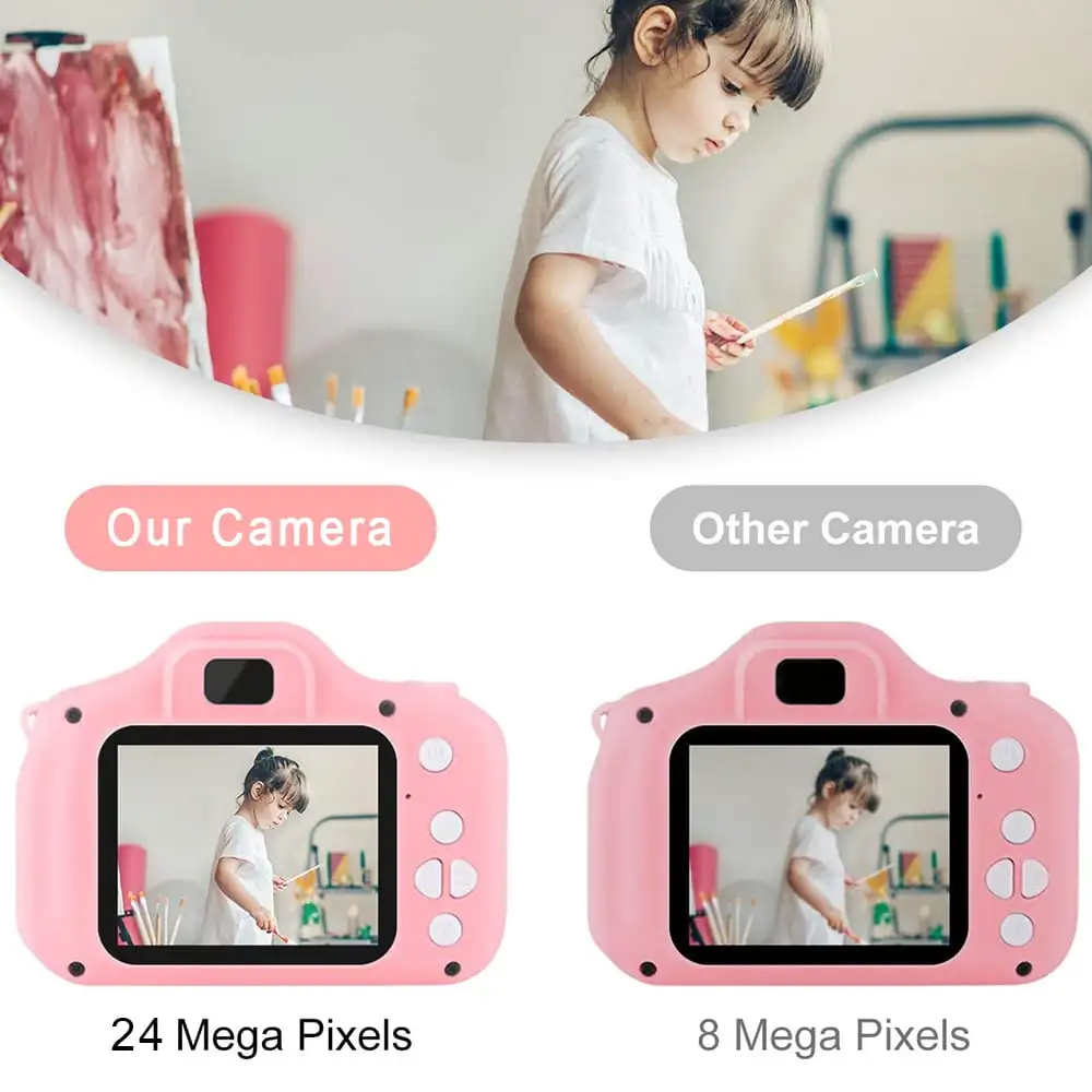 HD Camera Toys for 3-8 Year Old Girls, Digital Video Camera with Rabbit Soft Silicone Cover, Christmas Birthday Gift