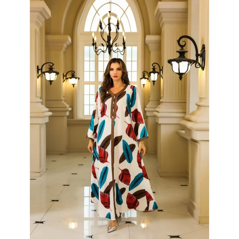 الشرق الأوسط نمط جديد طويل مطبوعة عباية العربية العرقية فستان عربي طويل ثوب المرأة الملابس النسائية بلايز من الصين