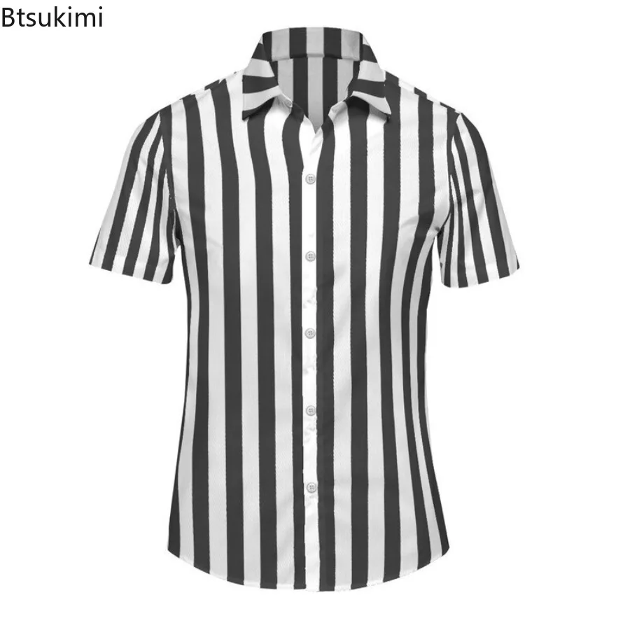 2025 Summer Men's Short Sleeve Shirts Vintage Printed Hawaiian Casual Vacation Blouses Loose All-match Camisa Male Plus Size 5XL