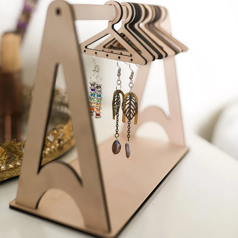 Wooden Earrings Holder Rack Hanging Hook Necklaces Jewelry Storage Rack Key chain Trinket Hanger Jewelry Display Stand
