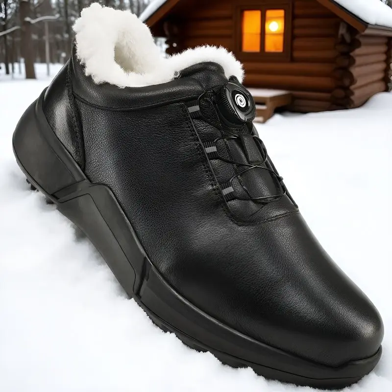 

Кожаная обувь, мужские плюшевые лоферы из чистой шерсти с вращающимися пуговицами, повседневные бархатные флисовые ботинки для ленивых, уличные зимние ботинки для холодной погоды