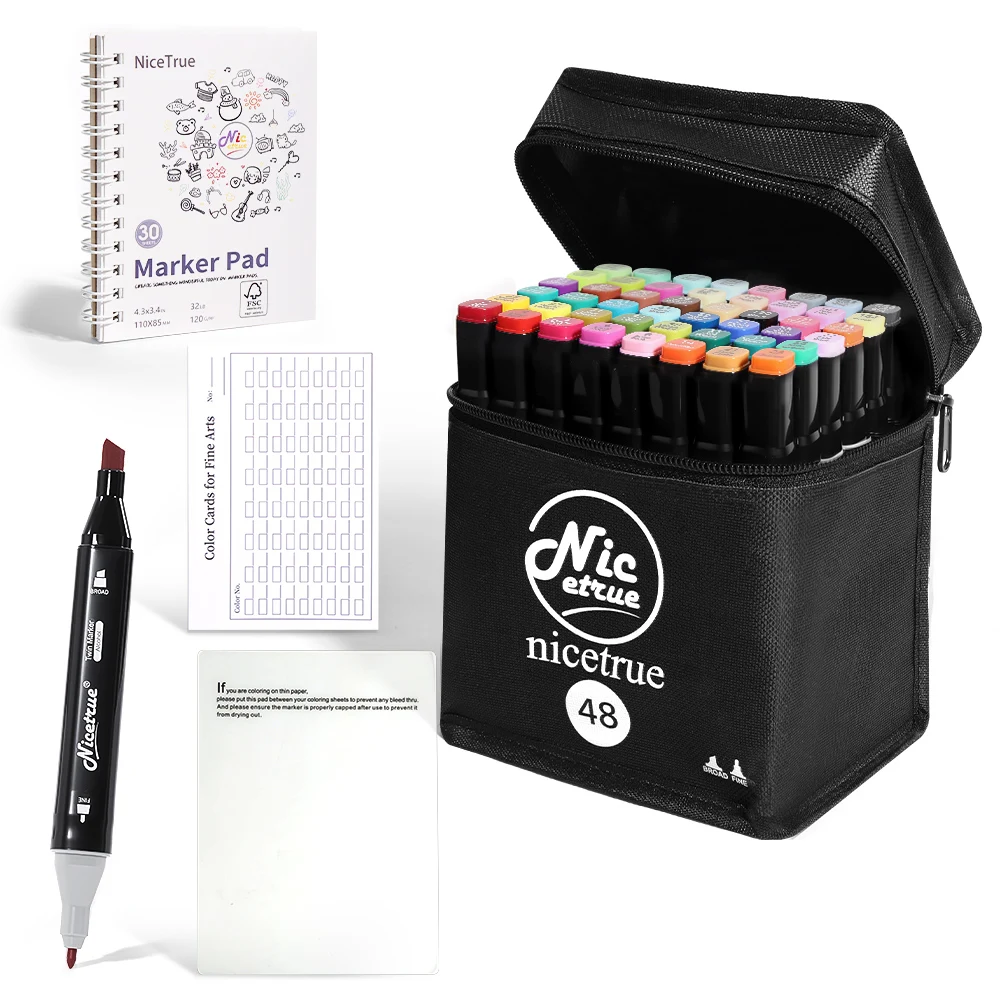

Nicetrue 48 Colors Twin Tip Drawing Markers Alcohol-based Rich Pigments Ideal for Fashion Sketching For Fashion Design Students