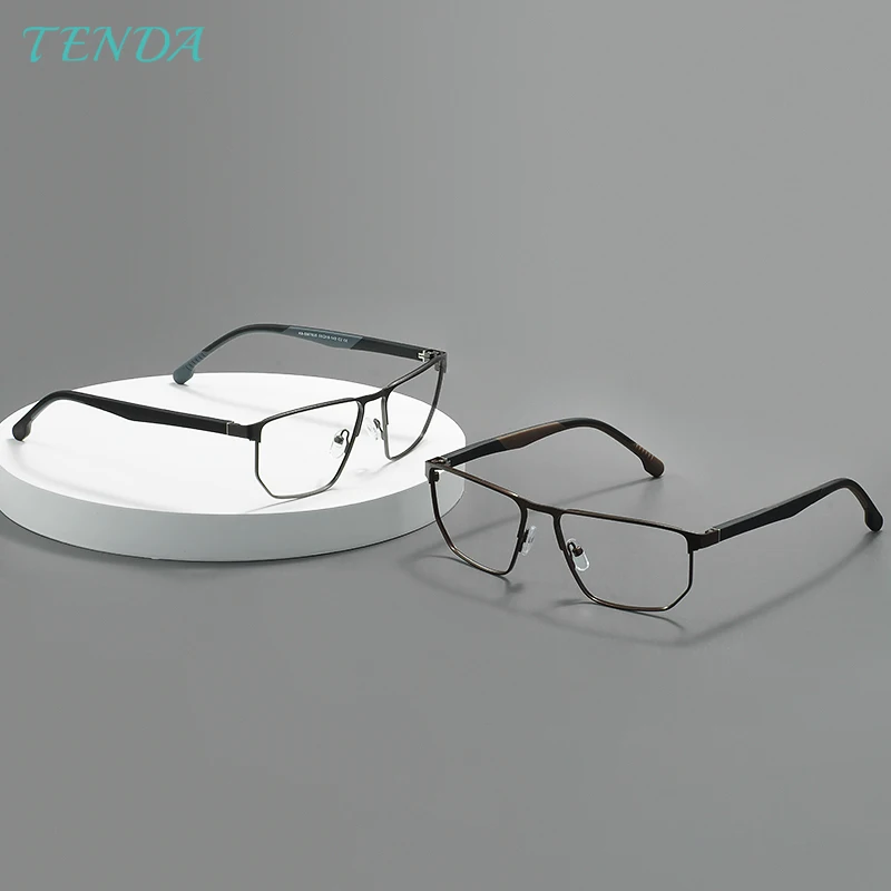 Fashion Men and Women Geometric Full Rim Metal TR90 Eyewear With Spring Hinge For Prescription Lens