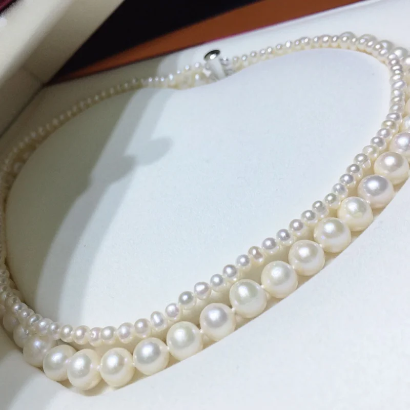 

Natural Freshwater Pearl Necklace Women's All-Match Double-Layer Mother and Child Chain Ornament Fashion Design Elegant Graceful