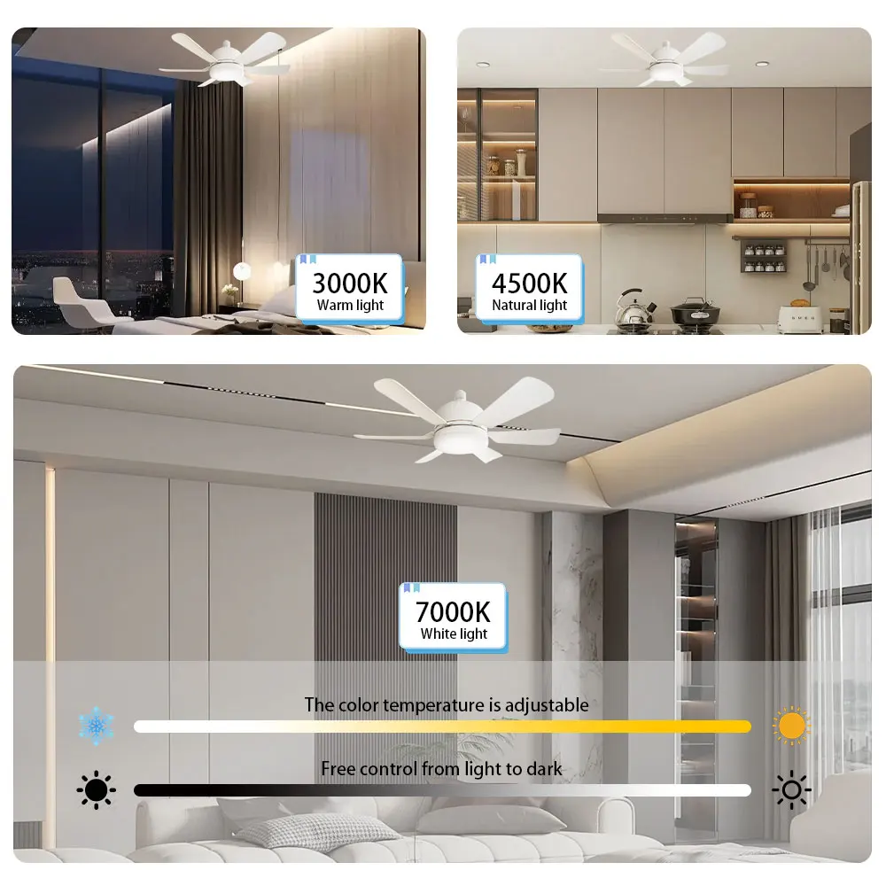 2 In 1 LED Ceiling Fan Light 50W With Lamp Holder Remote Control 3 Speeds Adjustable and Dimmable Light For Bedroom Living Room