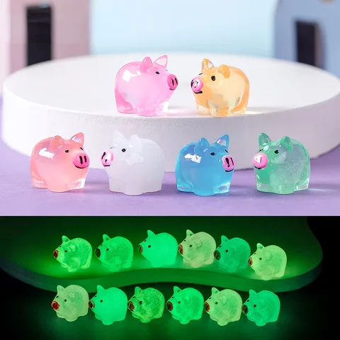 Mini Pig Glow At Night Miniature Figurines Cute Piglet Fairy Garden Dollhouse Decoration Luminous Piggy Ornaments 2025