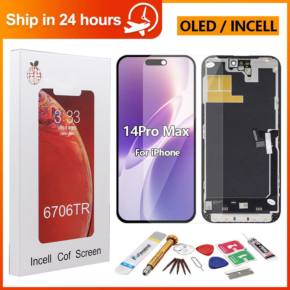 For iPhone 14 pro Max RJ OLED/Incell LCD Screen Digitizer Assembly Replacement 3D Touch for A2894 A2651 A2893 A2895 Display
