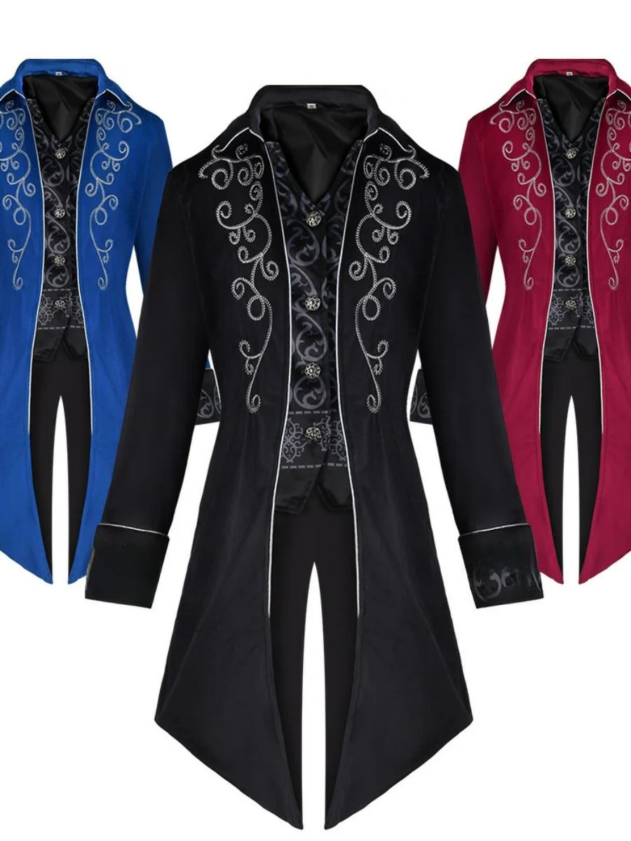 

New loween Tailcoat Medieval Retro Men's Punk Long Coat Cosplay Jaet Cotton Material Spring 2023 Collection