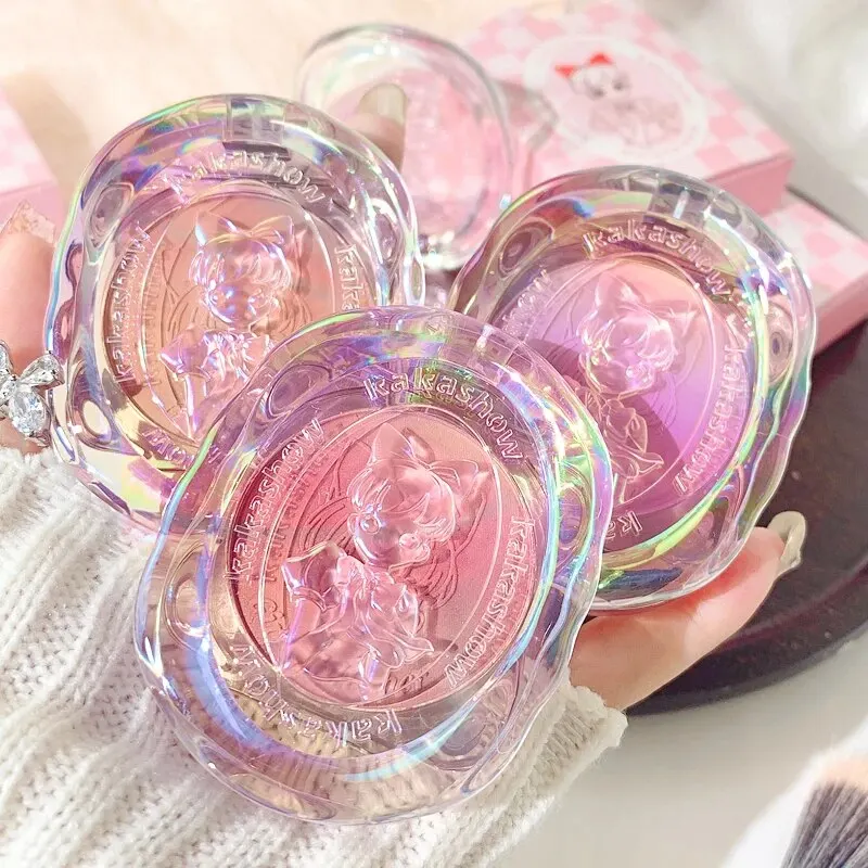 KAKASHOW Fille Coeur Gradient Blush Mat Rouge Joue Violet Blanc Naturel Nu Maquillage Plaque De Garniture