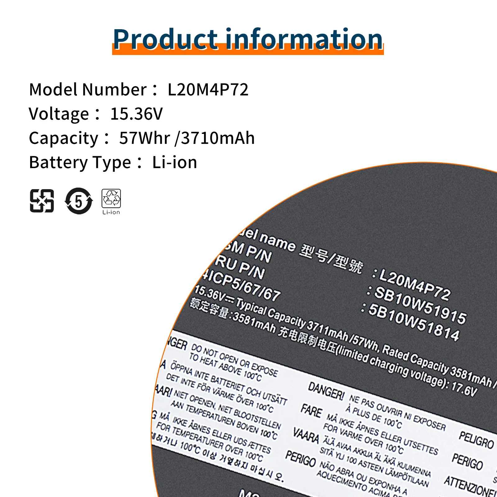 L20C4P72 L20M4P72 L20D4P72 – bateria do laptopa Lenovo ThinkPad T14s Gen 2. — zdjęcie produktu 5