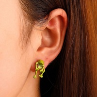 2024 Trend Cute Frog Stud Earrings for Women Girls Gold Silver Color Gothic Animal Pirecing Stud Earring Jewelry Brincos Gift