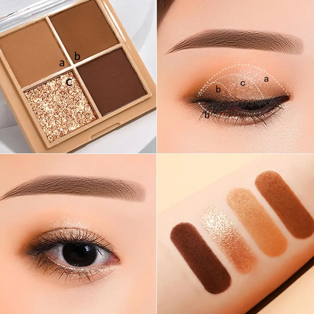 Bandeja de sombra de ojos de 4 colores, maquillaje diario, brillo mate, duradero, fino, para club nocturno, tierra, perla, maquillaje, M6H4