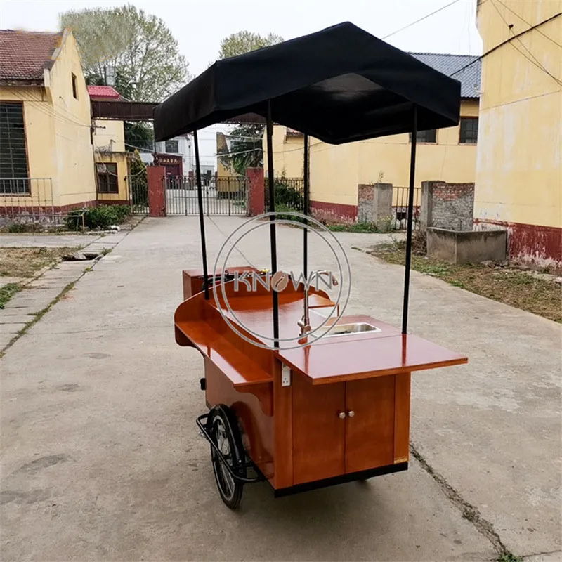 3 Wheels Electric Tricycle Outdoor Mobile Food Bicycle Retro Coffee Cart Vending Bike for Sale