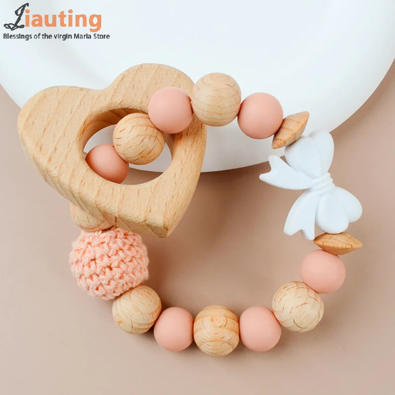 

Детские товары из бука, мультяшная любовь, успокаивает детские силиконовые игрушки для шлифовки прикуса из бука, игрушки для прорезывания зубов, аксессуары для детей, прорезыватель