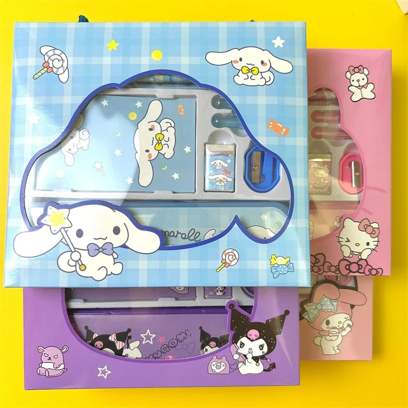 Miniso Sanrio Hello Kitty Stationery Set Cute Anime Cartoon Kuromi Cinnamoroll School Supplies Kawaii Girl&Child Holiday Gifts