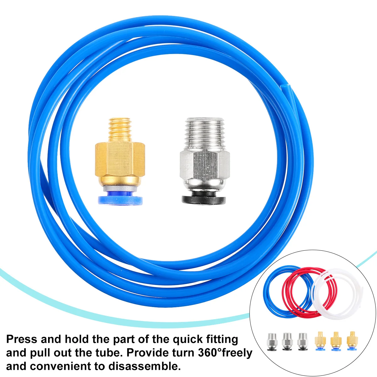 

9 pcs PTFE Tube Copper Fitting 3D Printer Accessories Flexible Supplies Heavy Duty Quick Fix Pneumatic Connectors Parts