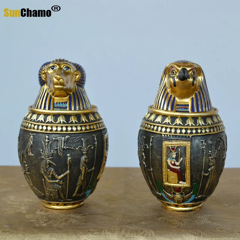 Ancient Egypt Cat God Canopic Jar Storage Figurines Pharaoh Saint Resin Art&Craft Home Decoration Decor
