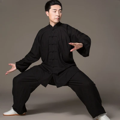 Flax Tai Chi uniform Taiji Boxing Performance Clothing Autumn Martial Art Practice Serve And WomenSuit  Wing Chun Uniform