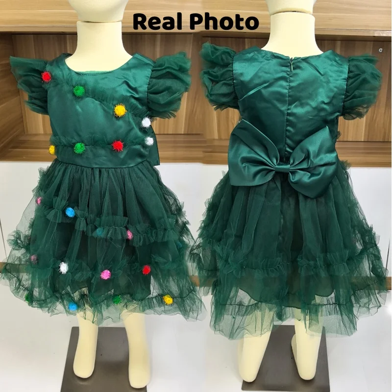 Xmas Girls Princess Dress Cute Christmas Tree Mesh Fashion Dress Party Performance Costumes 2-12 Years New Girls Clothes - view 3
