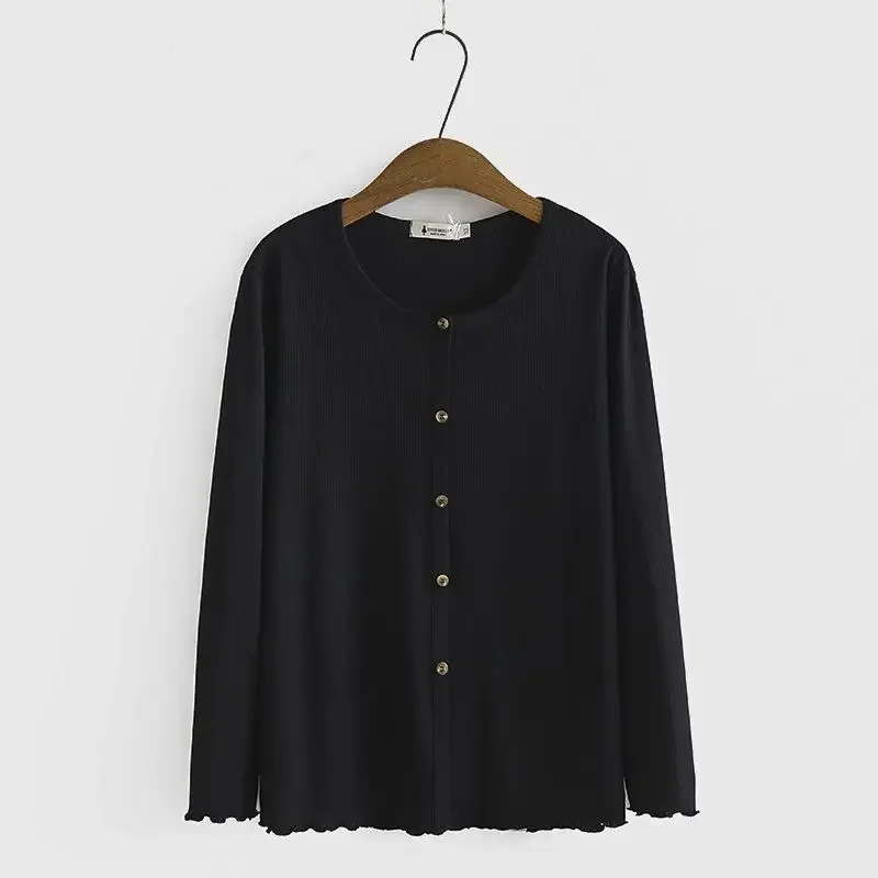 

Basic Long-sleeve Shirts Women Spring Leisure Office Lady Temper Retro Daily Korean Fashion Clothing O-neck Tops M-3XL All-match