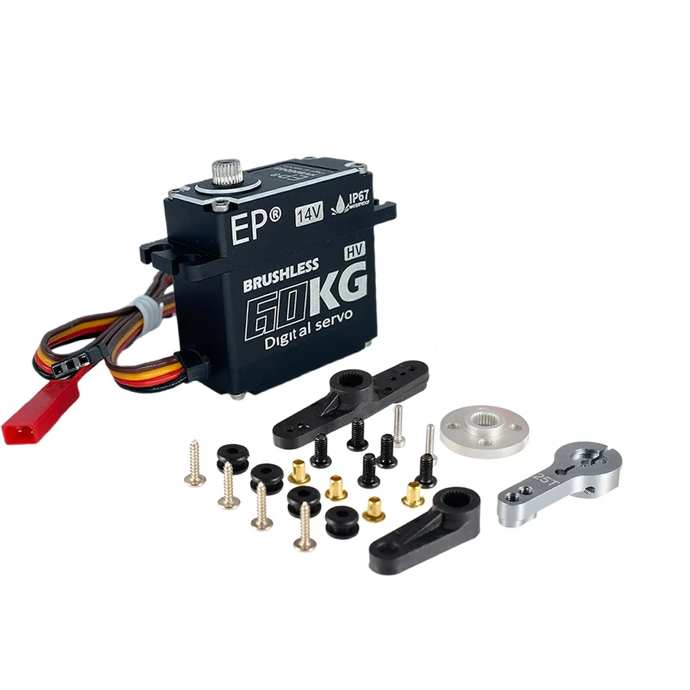 Servo sin escobillas EP, servomotor Digital RC resistente al agua de 60KG, engranaje de Metal de 14V HV para coche trepador de control remoto 1/8 1/10, Robot Traxxas Scx10