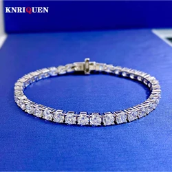Luxury 100% 925 SterlingSilver 4mm High Carbon Diamond Tennis Bracelet for Women Charms Party Fine Jewelry Birthday Gift 16-18cm