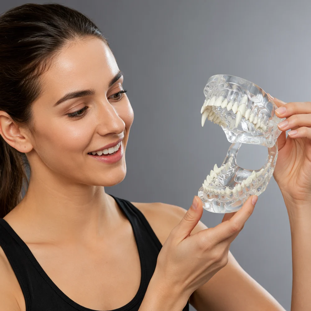 Durable Pvc Dog Teeth Anatomy Model Set - Transparent Skull and Mandibular Bone, Suitable for Veterinary Dental Education and Training, Professional Pet Oral Care Learning Tool