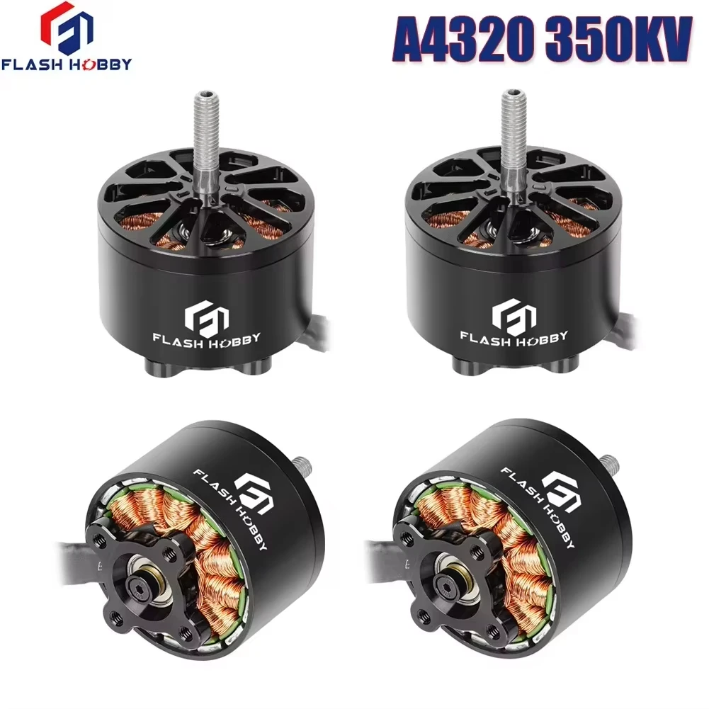 4pcs Flashhobby A4320 350KV High Power High Torque Brushless Motor 6-12S for 13-inch X-class long range FPV Drone Multicopter