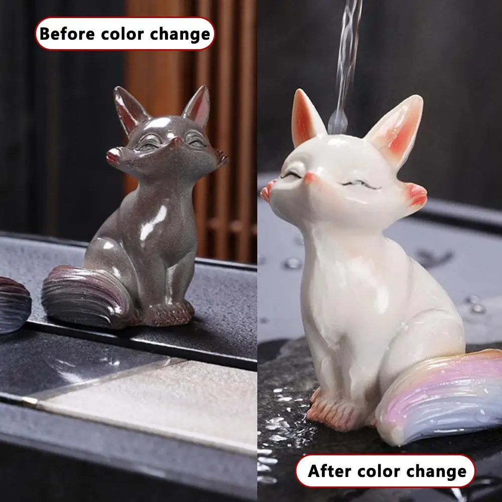 

Tea Ceremony Accessories New Fox Color-changing Tea Pet Ornaments Creative Home Small Fox Tea Play Desktop Figurines Decoration