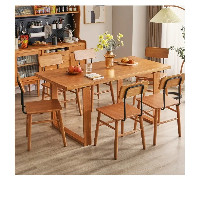 dining Solid wood dining  and chair combination 4 people 6 people small apartment rectangular table dining